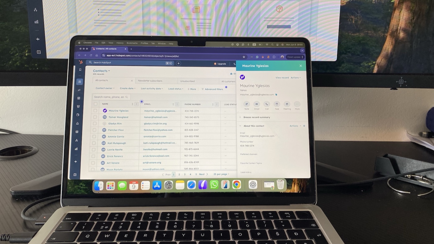 HubSpot's contact management view