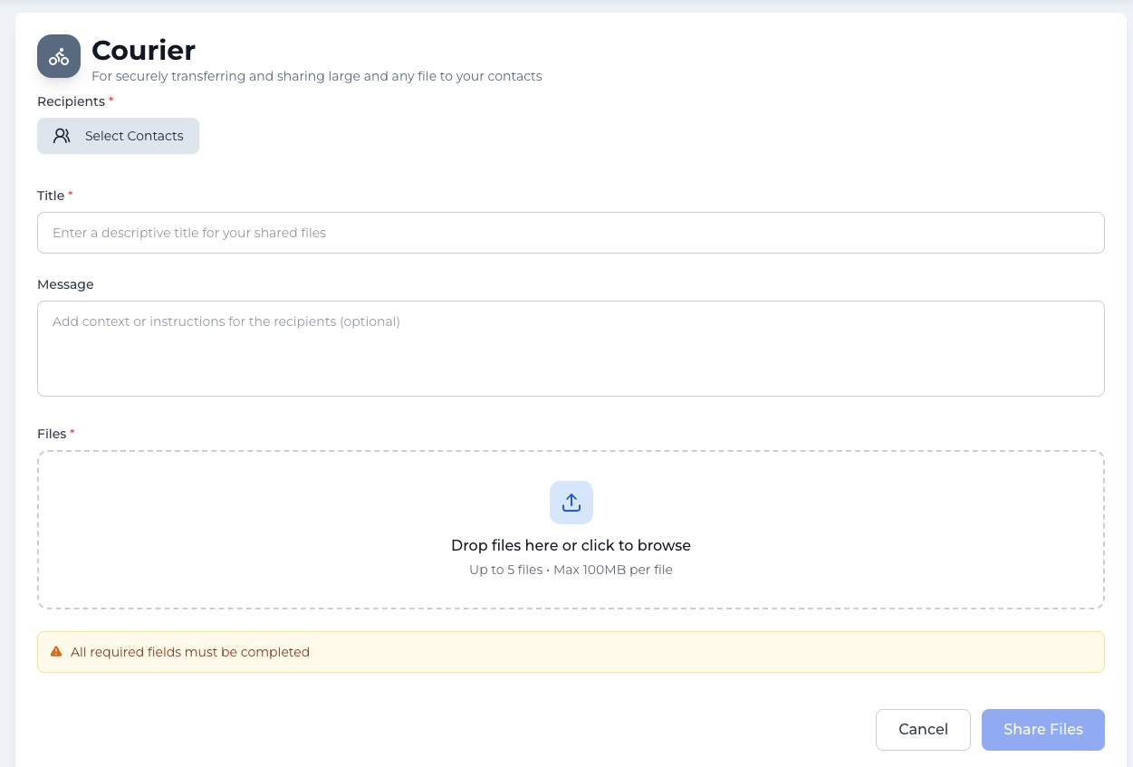 Cover Image for Courier: How to Share Large Files with Your Contacts in Trevally