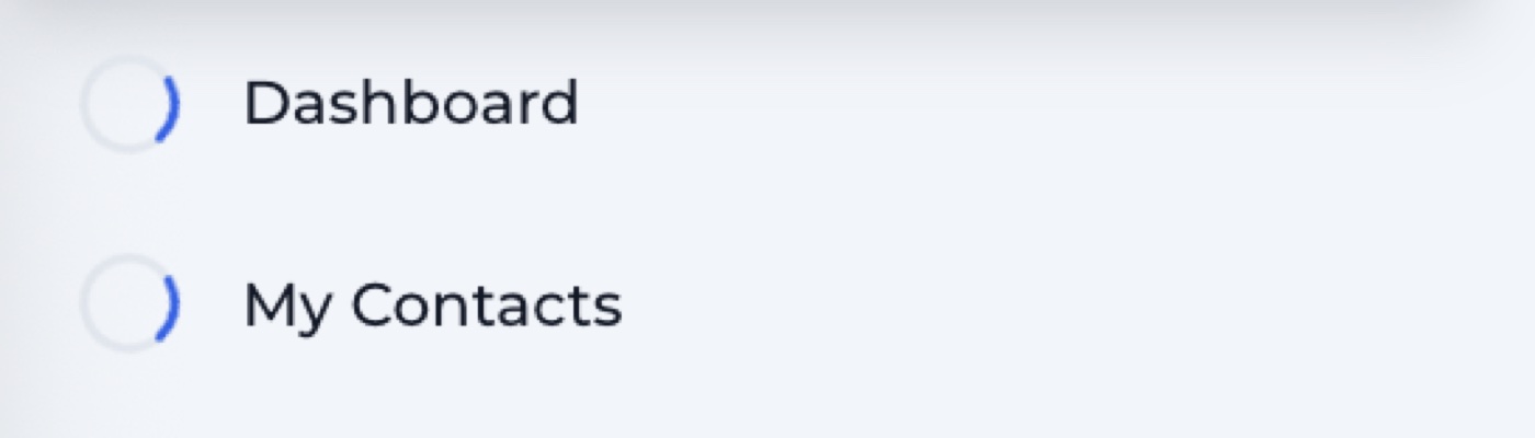Sidebar items showing the blue syncing spinners