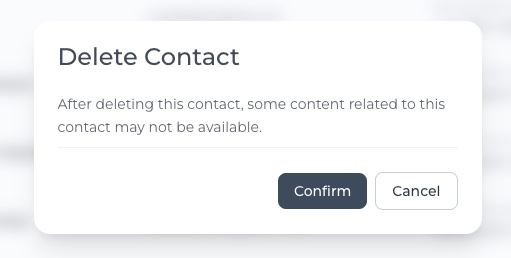 The delete contact confirmation dialog