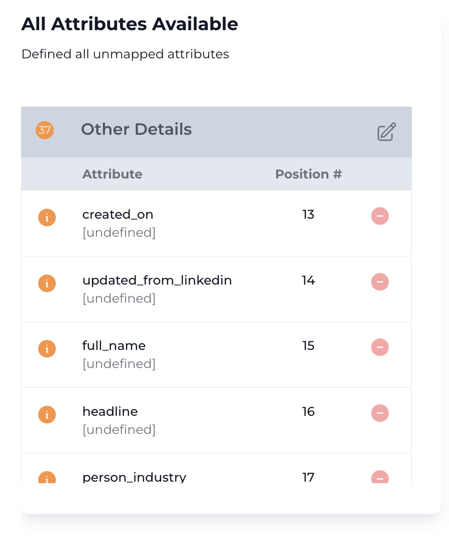 Unmapped attributes collected into the Other Details category