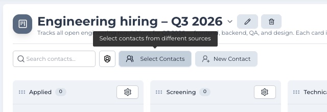 Selecting a whole contact list as the source of funnel cards