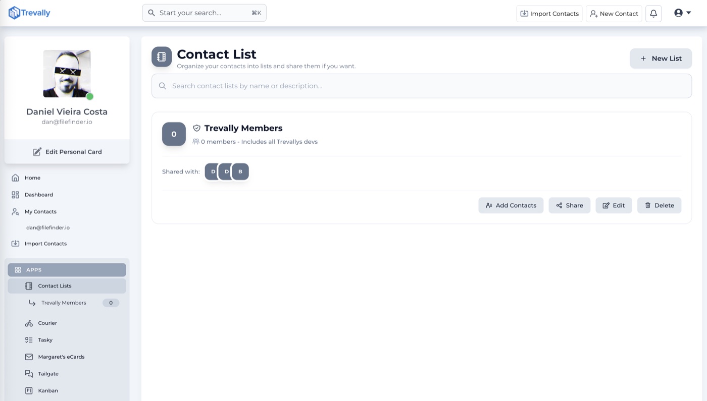 Cover Image for Contact Lists in Trevally: Organize Your Network and Share It