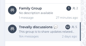 The groups list reordering so the most recently active group is on top, with unread badges