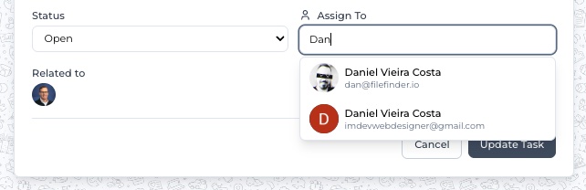 Assigning a task to a team member