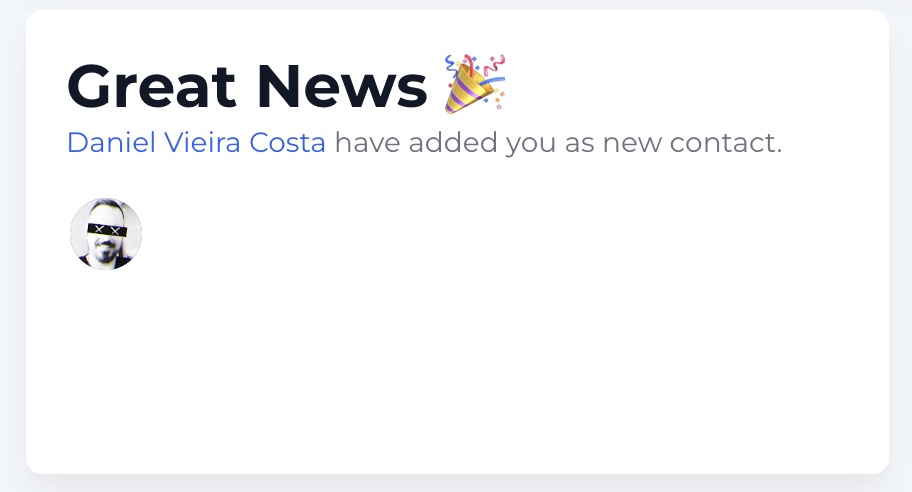 The Great News widget showing who added you as a contact