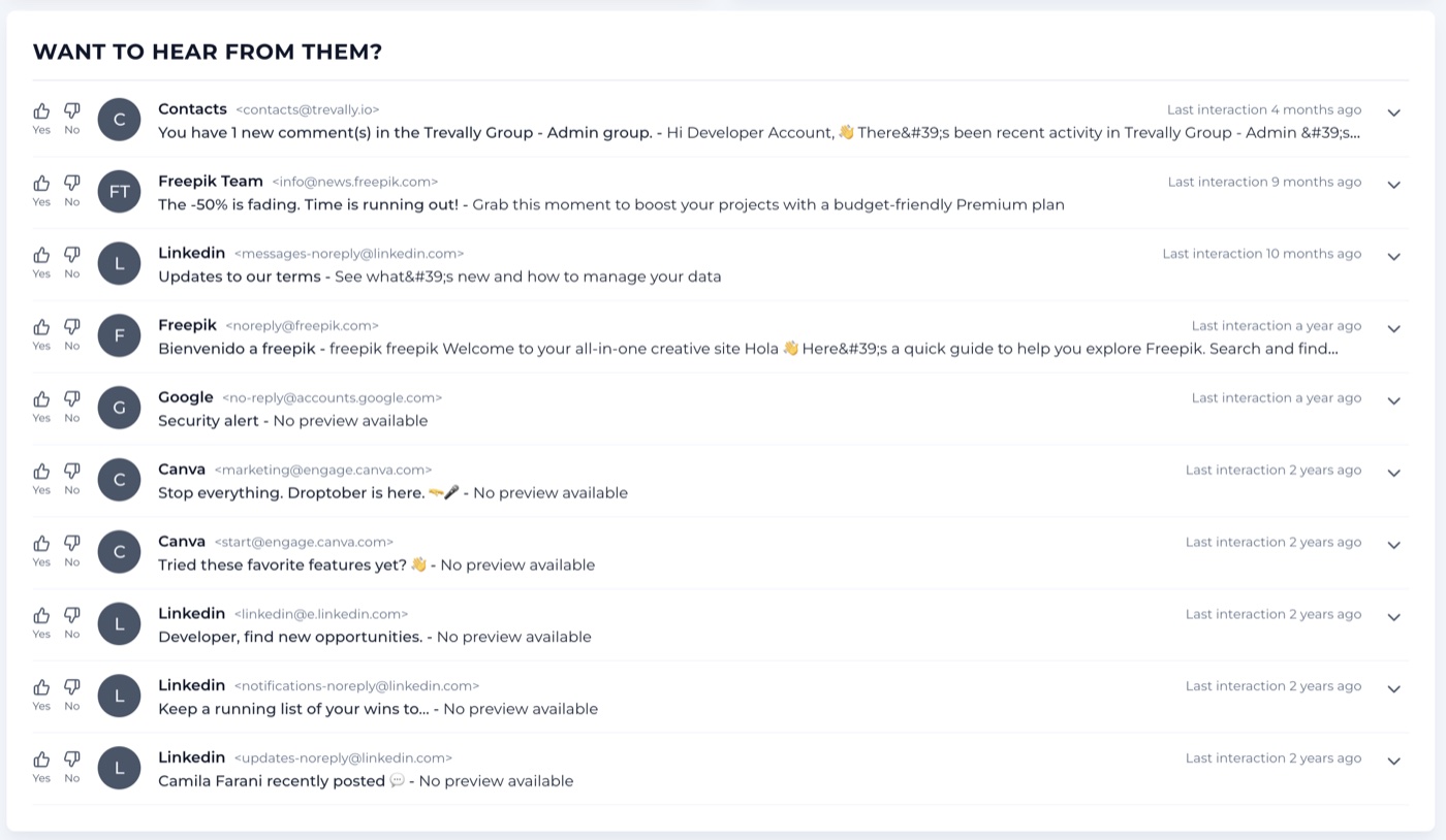 The Want to hear from them widget for marking which contacts are important