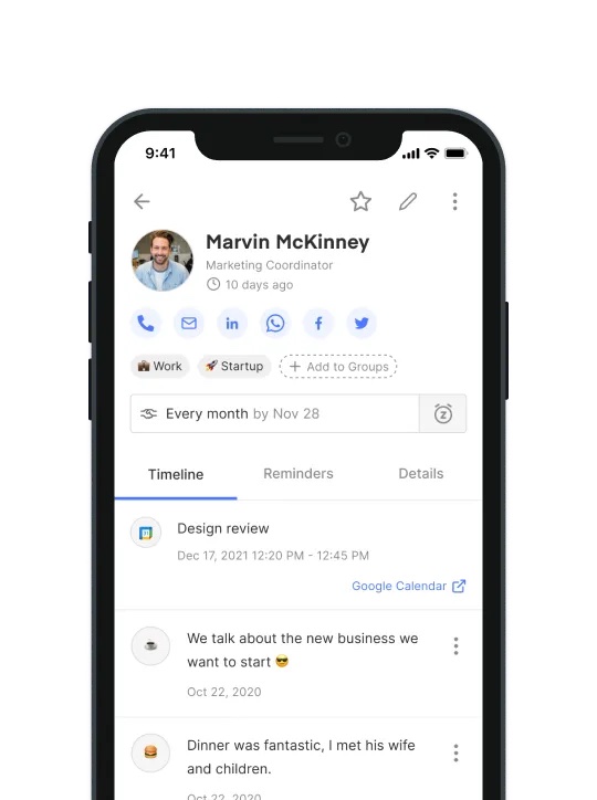 Dex mobile app for managing relationships on the go